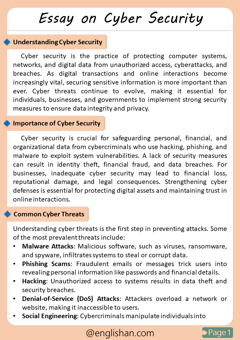 Cyber Security Essay – 500 Words