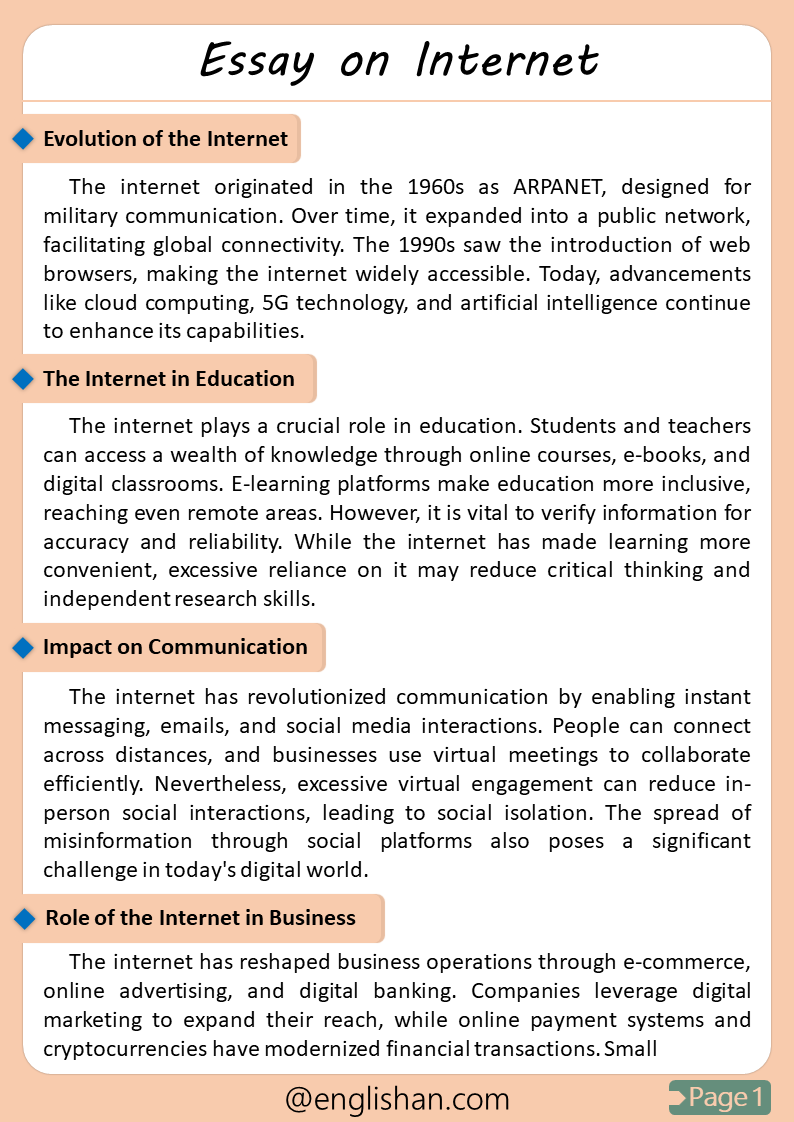 Essay on Internet – 500 Words with Free PDF