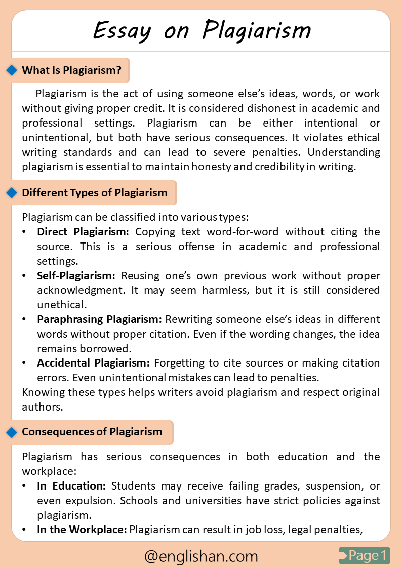 Essay on Plagiarism – 500 Words with Free PDF