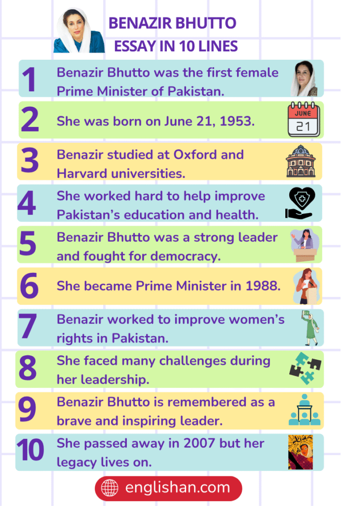 Benazir Bhutto Essay in 10 Lines
