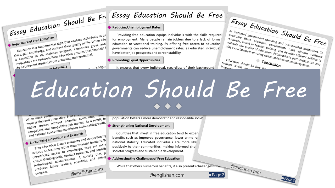 Education Should Be Free Essay – 10 Lines, and 500 Words