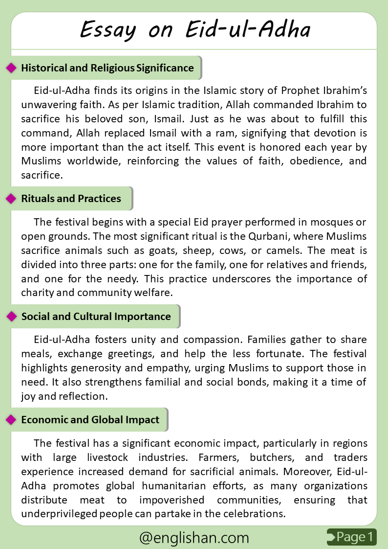 Eid-ul-Adha Essay – Festival of Sacrifice Explained