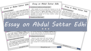 Abdul Sattar Edhi Essay – 10 Lines, 250 Words, and 500 Words