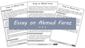 Ahmed Faraz Essay – 10 Lines, 250 Words, and 500 Words