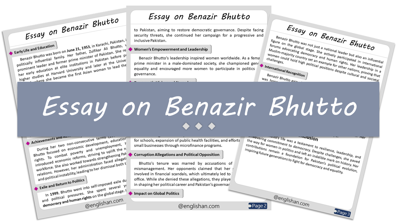 Benazir Bhutto Essay – 10 Lines, 250 Words, and 500 Words