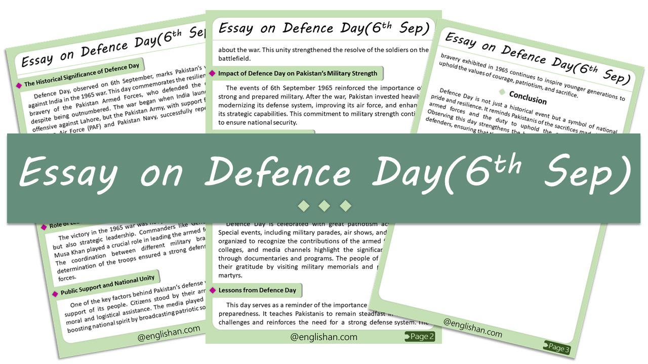 Defence Day (6th September) Essay – 10 Lines, 250 Words, and 500 Words