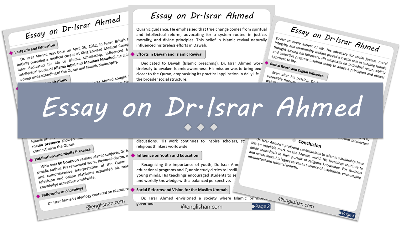 Dr. Israr Ahmed Essay – 10 Lines, 250 Words, and 500 Words