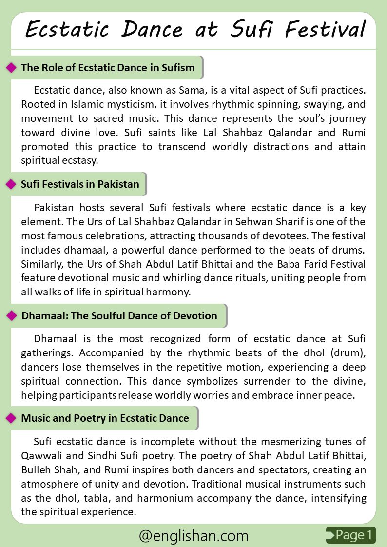 500 Words Ecstatic dance at sufi festival Essay for Upper Primary and Lower Secondary
