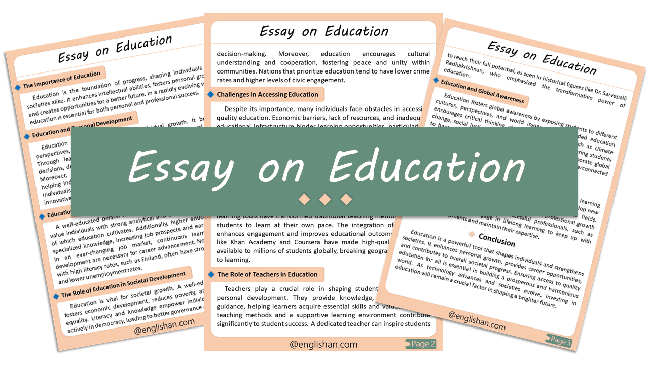 Education Essay – 10 Lines, 250 Words, and 500 Words