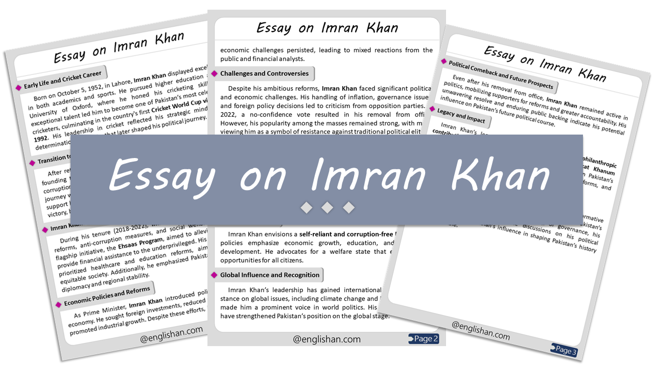 Imran Khan Essay – 10 Lines, 250 Words, and 500 Words
