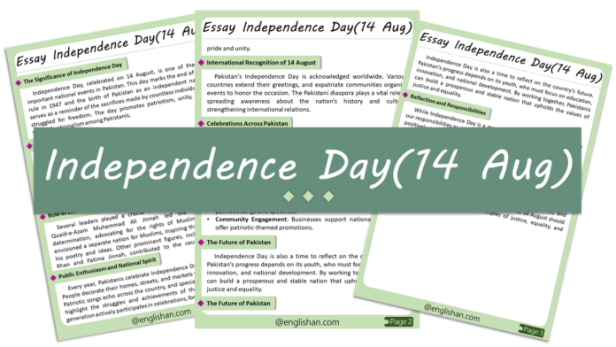 Essay on Independence Day (14 August) – 500 words