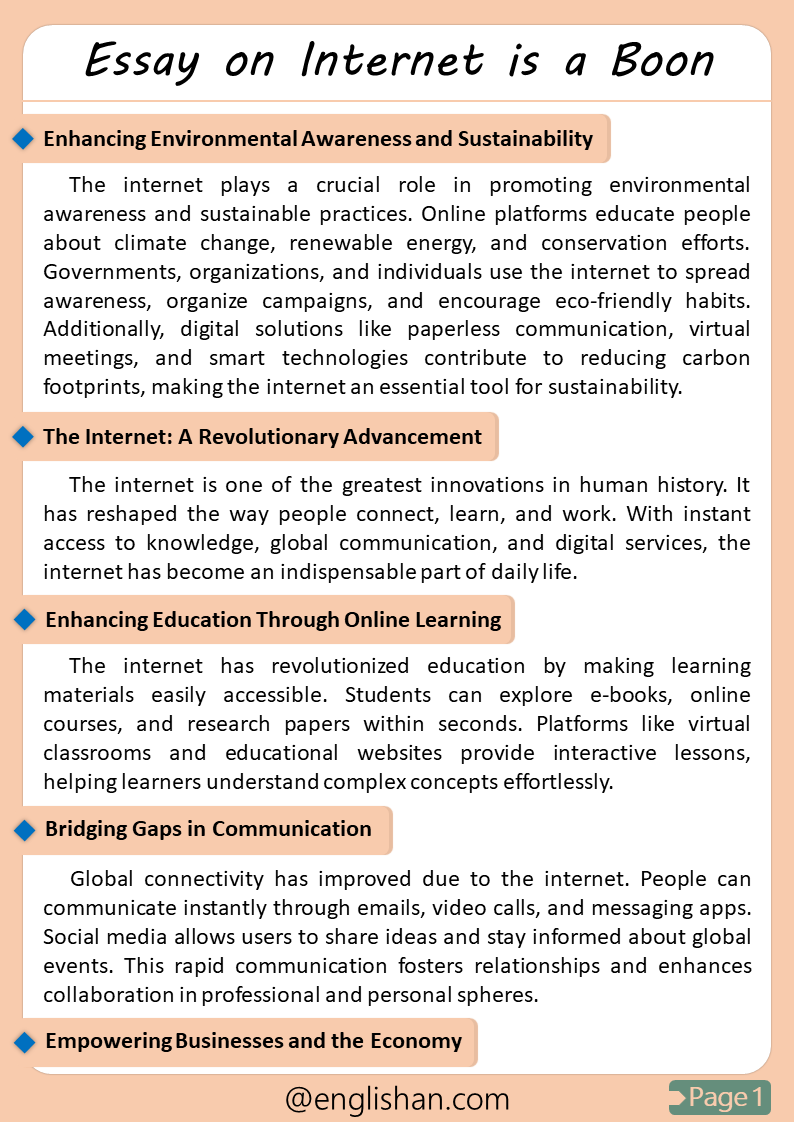 Internet is a Boon Essay – Benefits & Uses