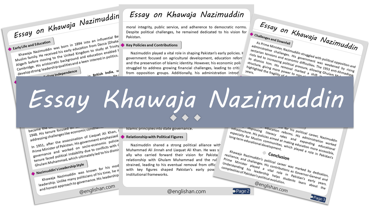 Khawaja Nazimuddin Essay – 10 Lines, 250 Words, and 500 Words