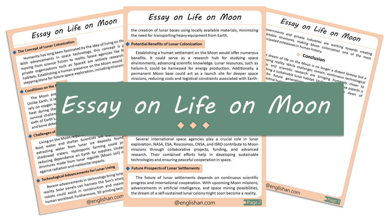 Life on Moon Essay – 10 Lines, 250 Words, and 500 Words