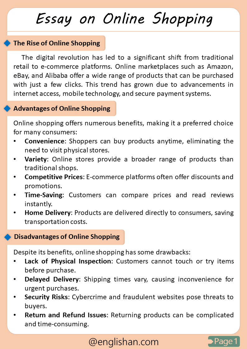 Online Shopping Essay – Free PDF & Image Download