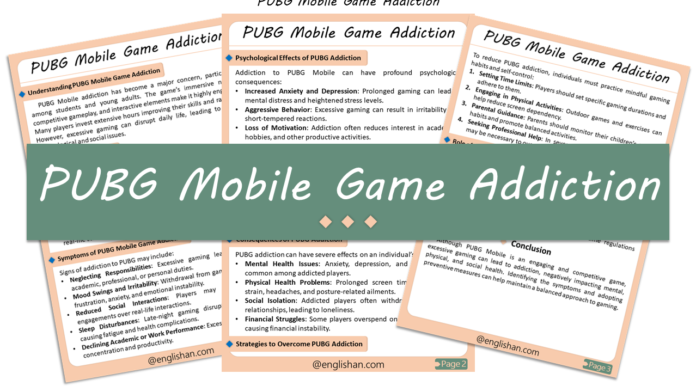 PUBG Mobile Game Addiction Essay – Free PDF & Images