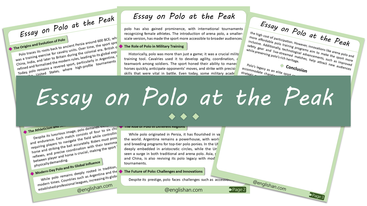 Polo at the Peak Essay – 10 Lines, 250 Words, and 500 Words