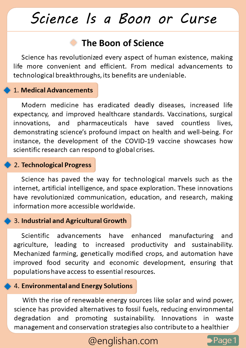 Science Is a Boon or Curse Essay – 500 Words