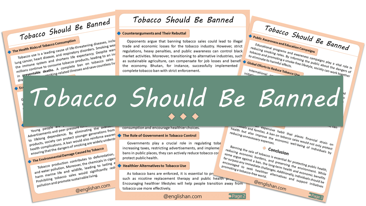 Selling Tobacco Should Be Banned Essay – 10 Lines, 250 Words, and 500 Words