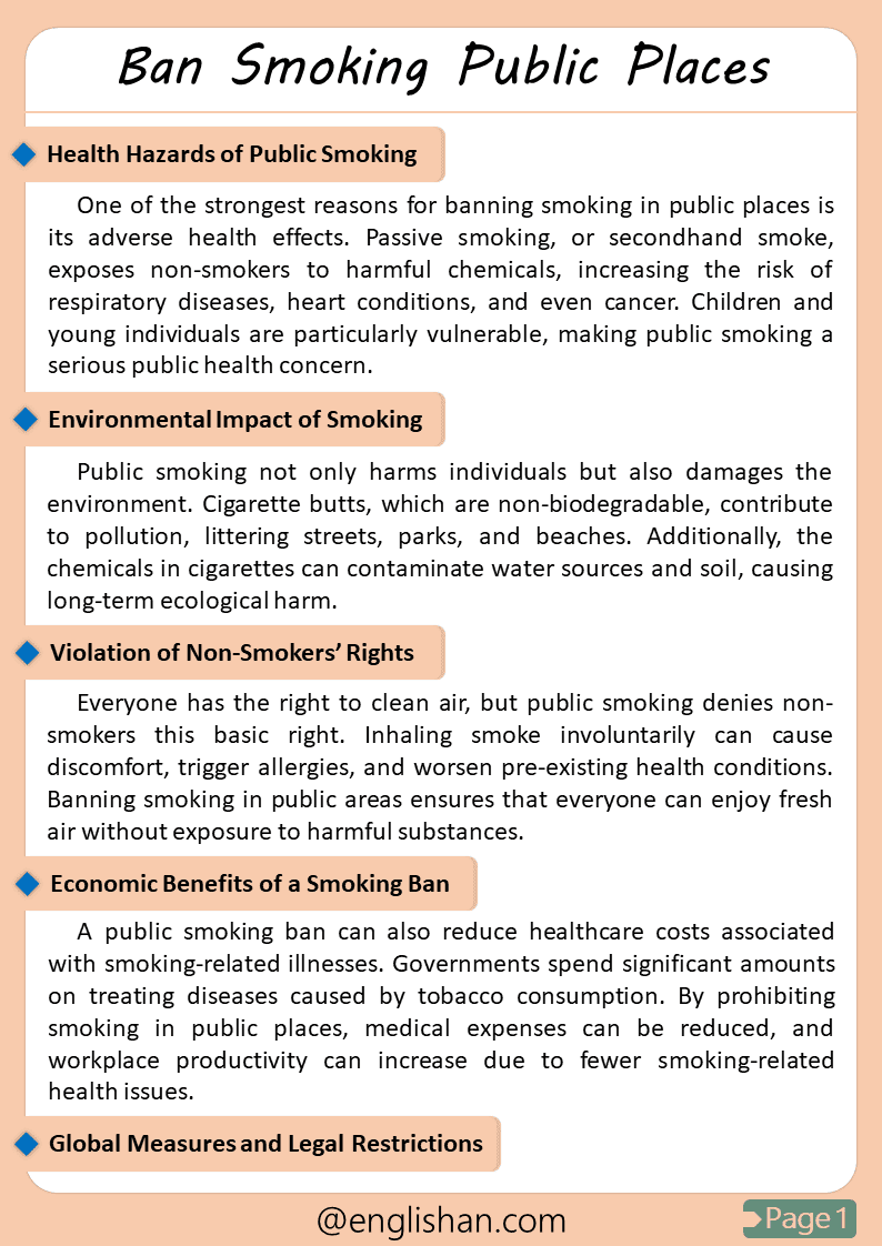 500 Words Smoking in Public Places Should Be Banned Essay for Upper Primary and Lower Secondary