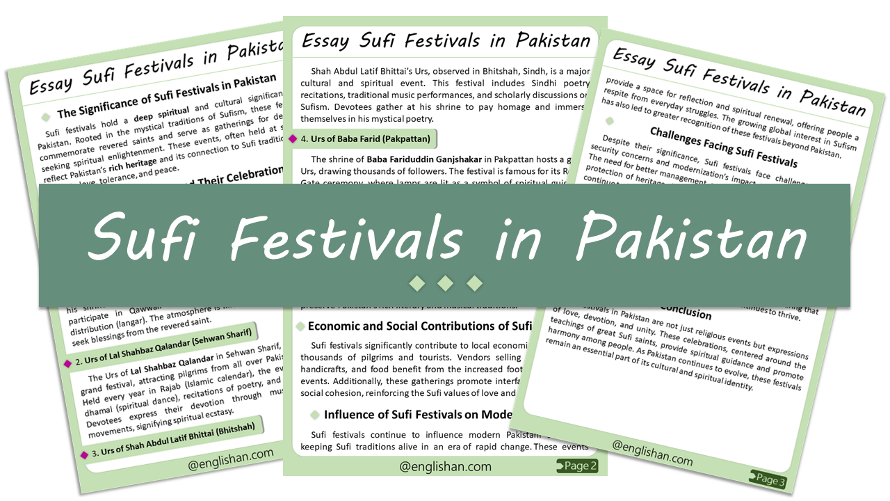 Sufi Festivals in Pakistan Essay – 10 Lines, 250 Words, and 500 Words