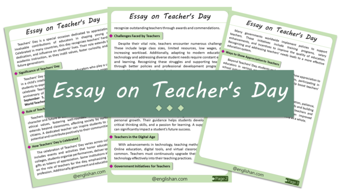 Teachers' Day Essay – 500 Words Sample