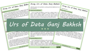 Urs of Data Ganj Bakhsh (Lahore) Essay – 10 Lines, 250 Words, and 500 Words