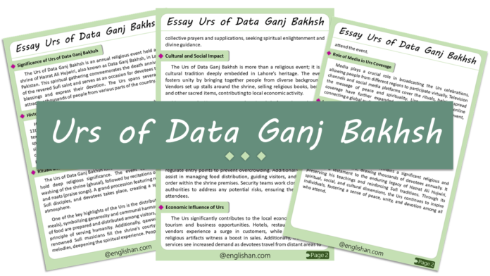 Urs of Data Ganj Bakhsh (Lahore) – 500 Word Essay