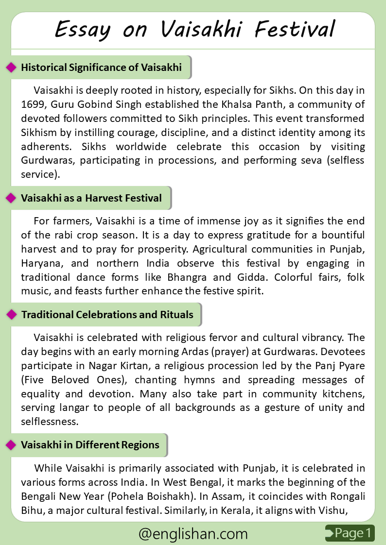 Essay on Vaisakhi Festival – Free PDF & Images