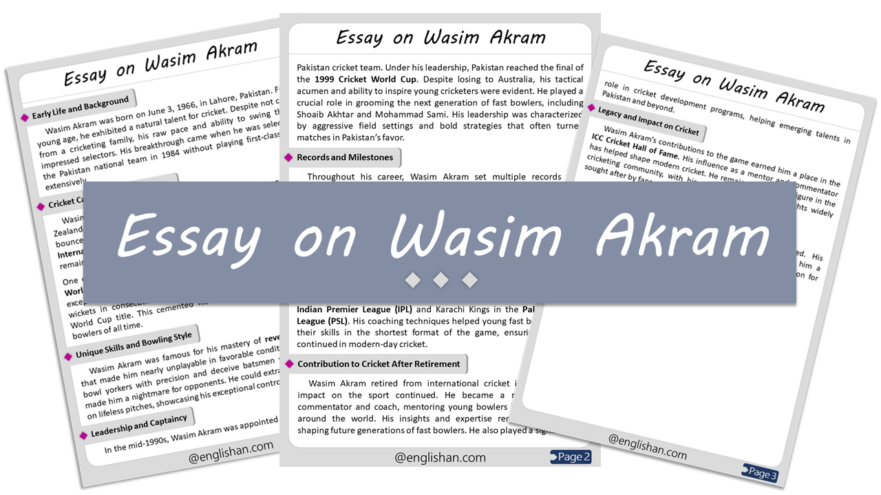 Wasim Akram Essay – 10 Lines, 250 Words, and 500 Words