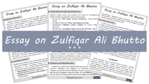 Zulfiqar Ali Bhutto Essay – 10 Lines, 250 Words, and 500 Words