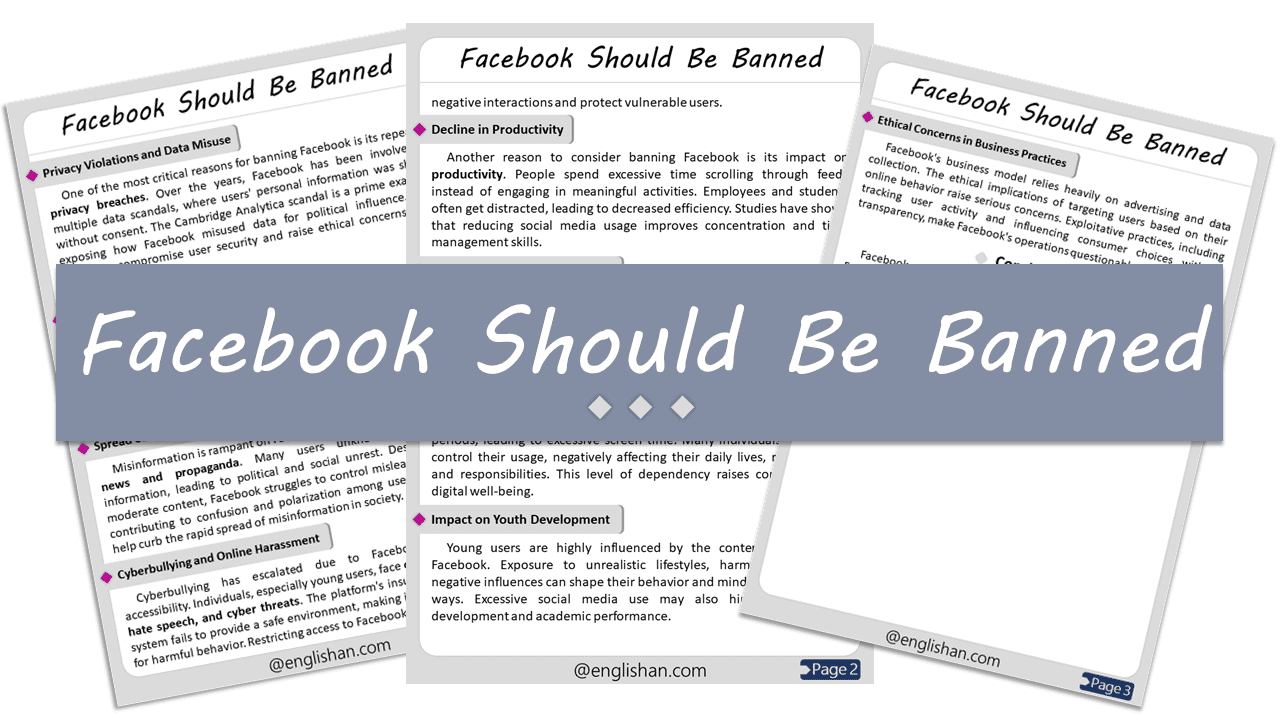 Facebook Should Be Banned Essay – 10 Lines, and 500 Words