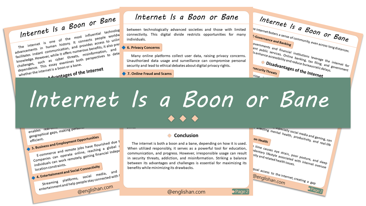 Internet Is a Boon or Bane Essay – 10 Lines, 250 Words, and 500 Words