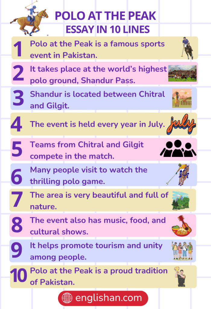 Polo at the Peak Essay in 10 Lines