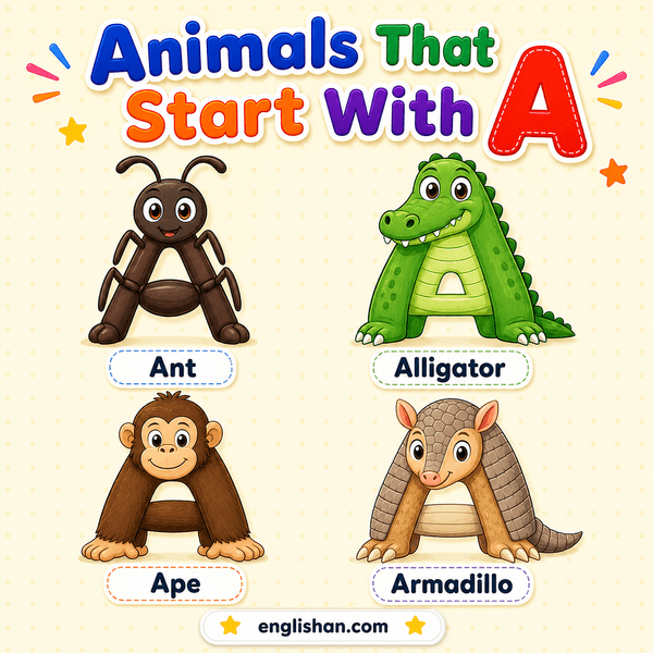 Animals that start with A for kids with alligator, ant, antelope, ape, armadillo, anteater, albatross, and axolotl