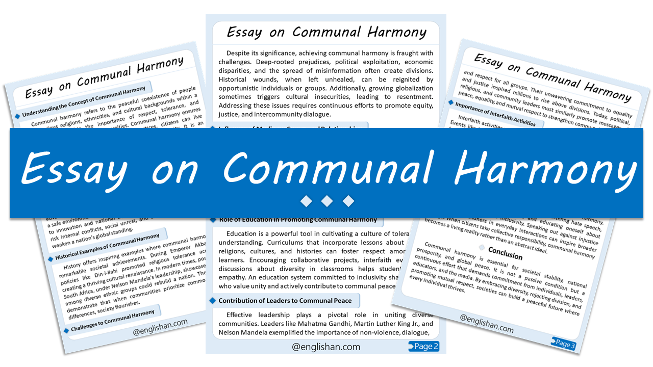 Communal Harmony Essay – 10 Lines, 250 Words, and 500 Words