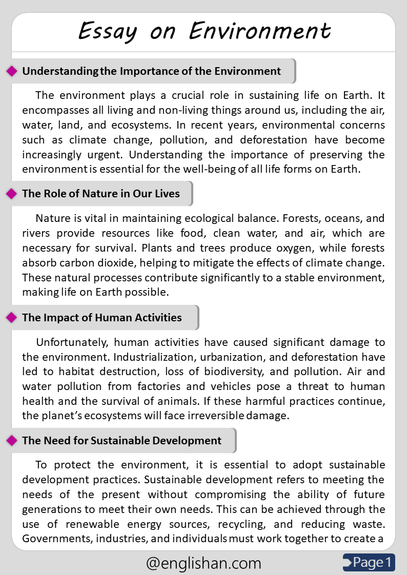 500 Words Environment Essay for Upper Primary and Lower Secondary