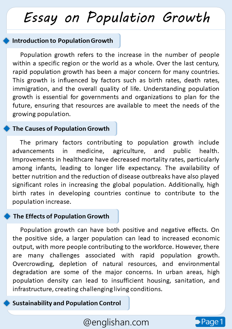 Population Growth Essay – 10 Lines, 250 Words, and 500 Words