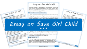 Save Girl Child Essay – 10 Lines, 250 Words, and 500 Words
