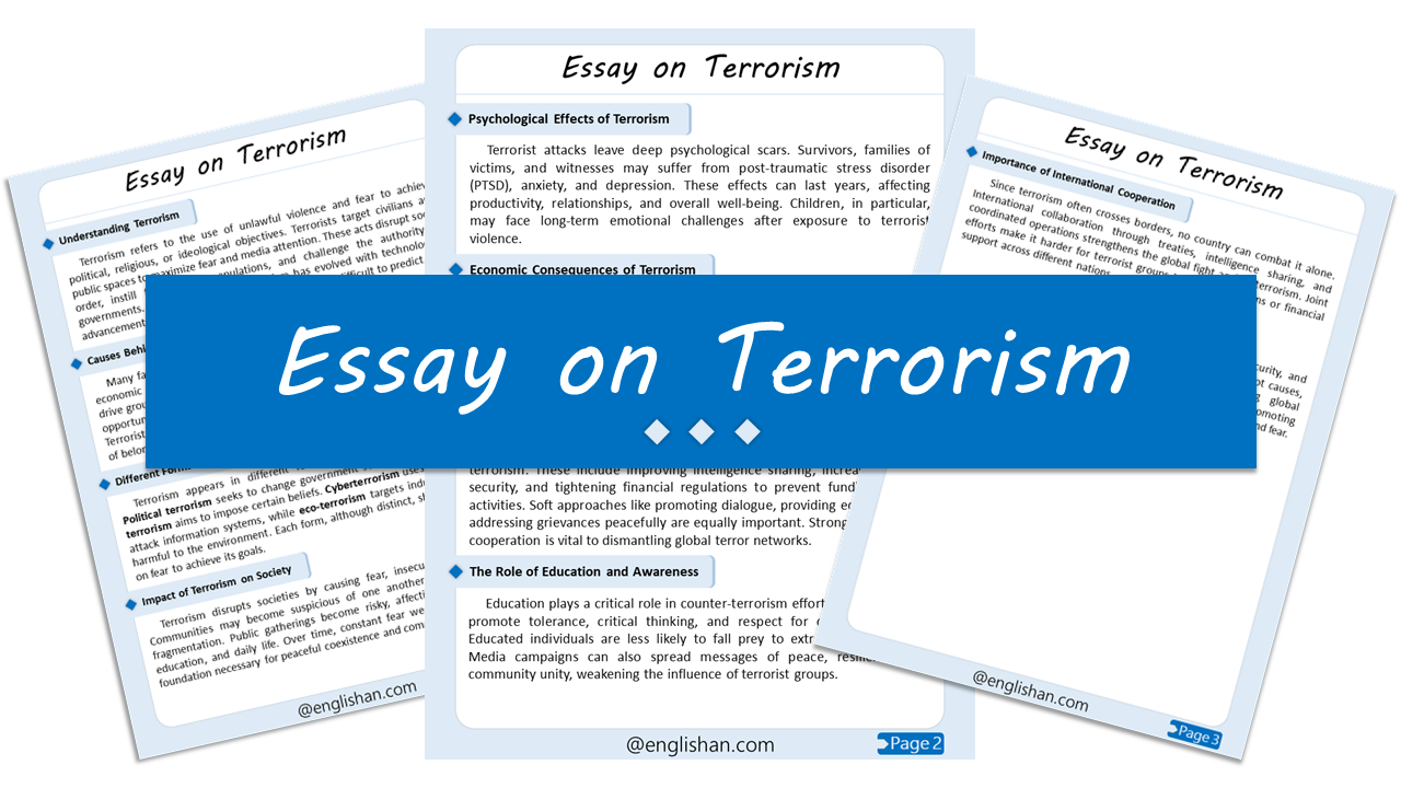 Terrorism Essay – 10 Lines, 250 Words, and 500 Words