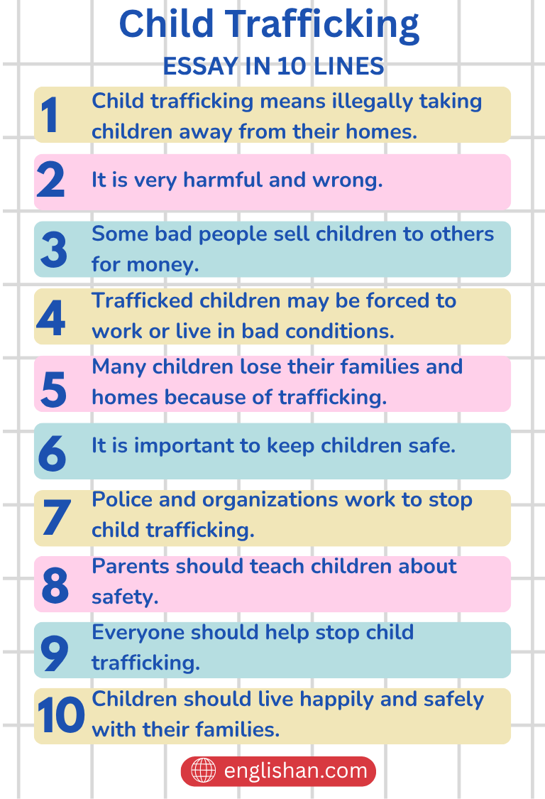 Child Trafficking Essay in 10 Lines