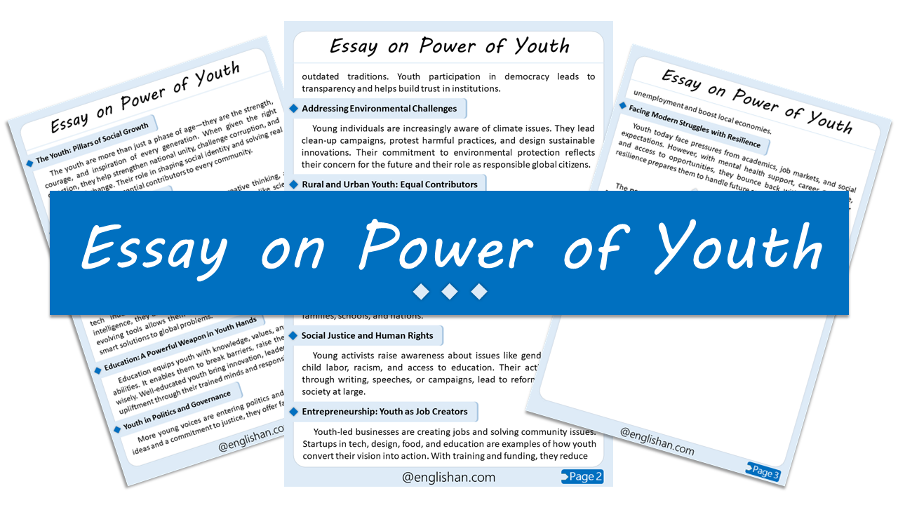 Power of Youth Essay – 10 Lines, 250 Words, and 500 Words