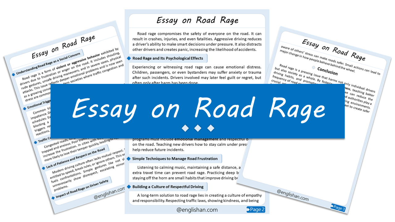 Road Rage Essay – 10 Lines, 250 Words, and 500 Words