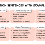 Conjunction sentences used in English grammar examples
