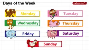 Days of the Week in English with their Pictures