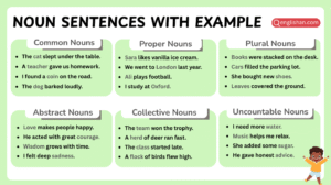 Noun sentences used in English grammar with example sentence structure