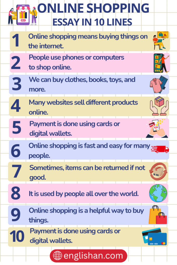 Online Shopping Essay in 10 Lines