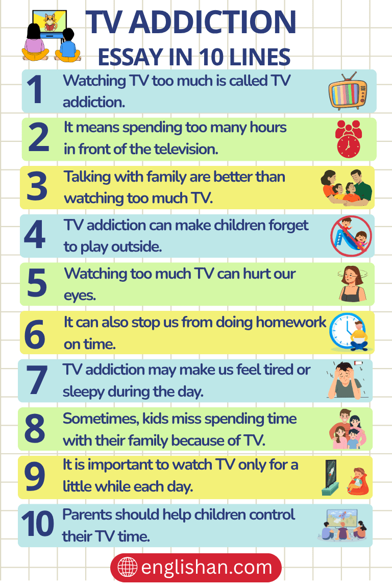 Tv Addiction Essay in 10 Lines