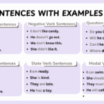 List of verb sentence examples in English grammar