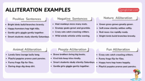 Alliteration examples in sentences for English learners